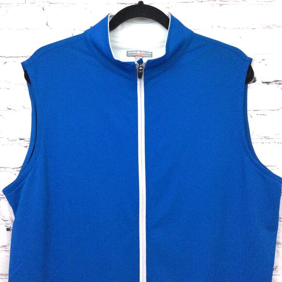Peter Millar Mock Neck Full Zip Soft Casual Royal Blue Lined Golf Vest Men's L - Picture 3 of 14